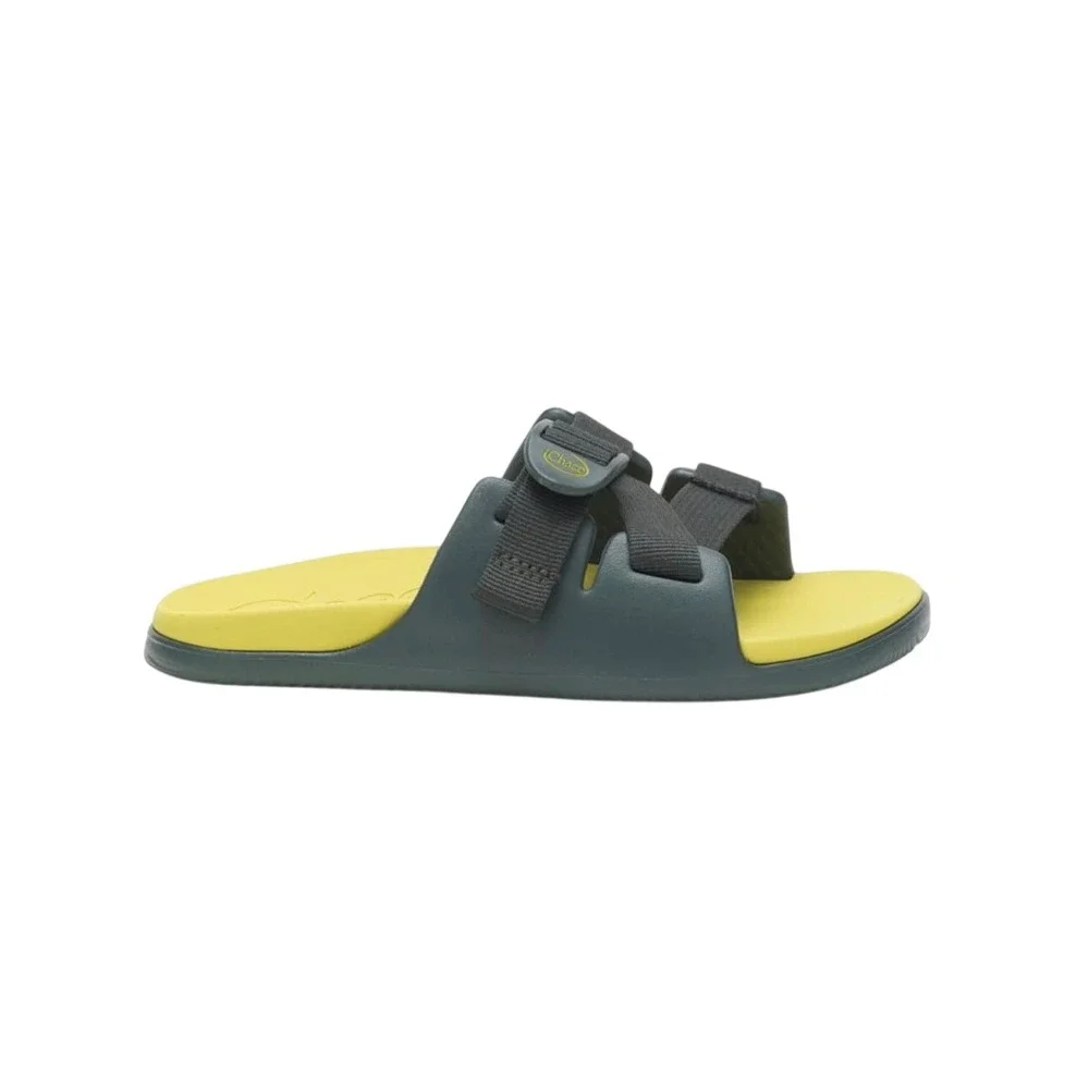 Chaco Chillos Slide Sandals Kids Boys Girls Sz 5 Green Yellow Adjustable Straps